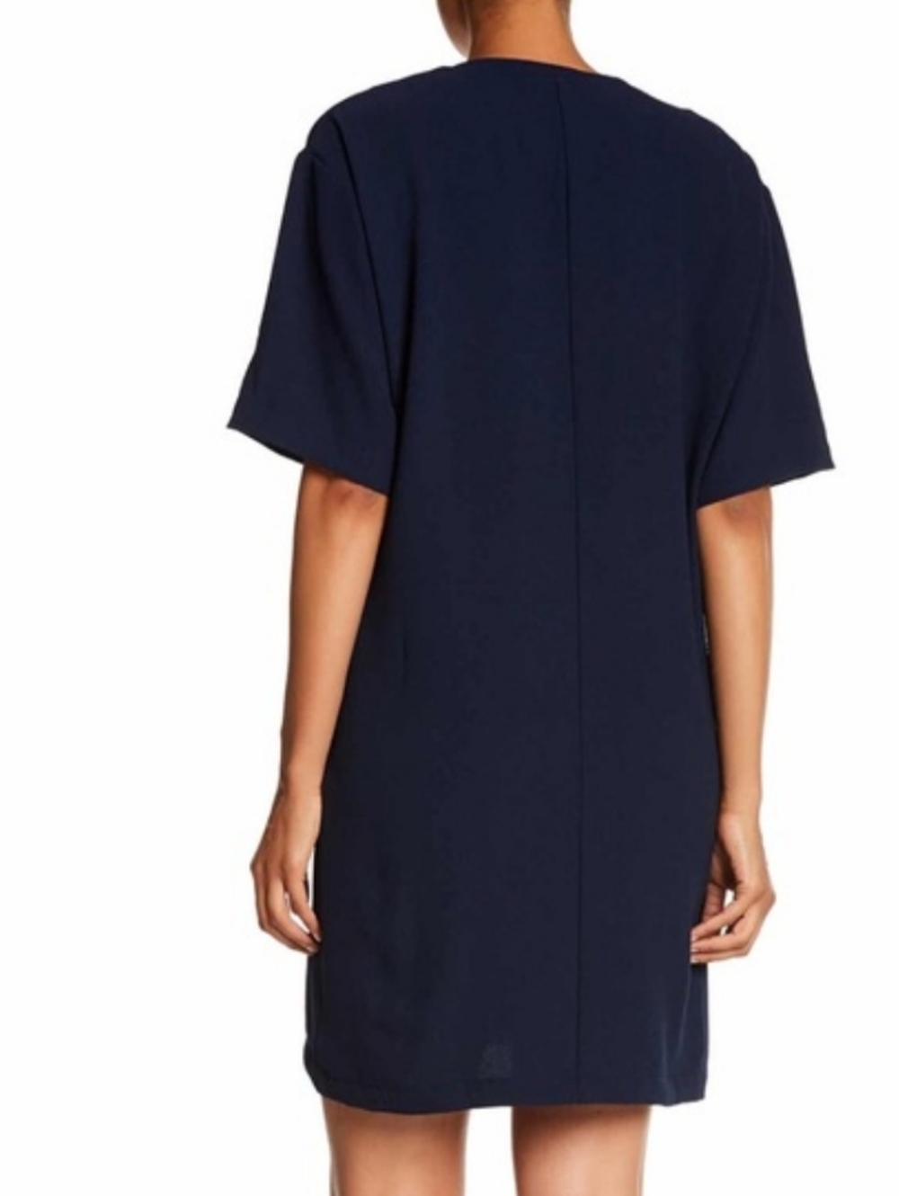 Bobeau Navy Blue V-neck Crossover Bust Crepe Dress NWT - Picture 2 of 6